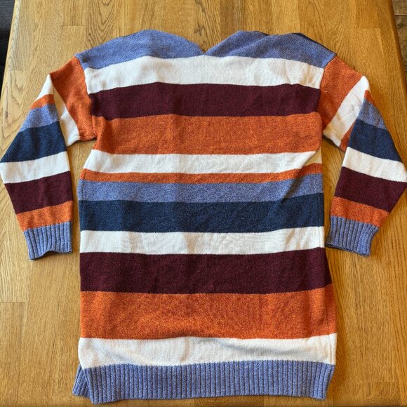 Multicolored Striped Cardigan Sweater Size Large - Picture 3 of 6